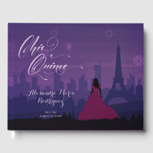 Lila Rosa Paris Fireworks Quinceañera Gästböcker