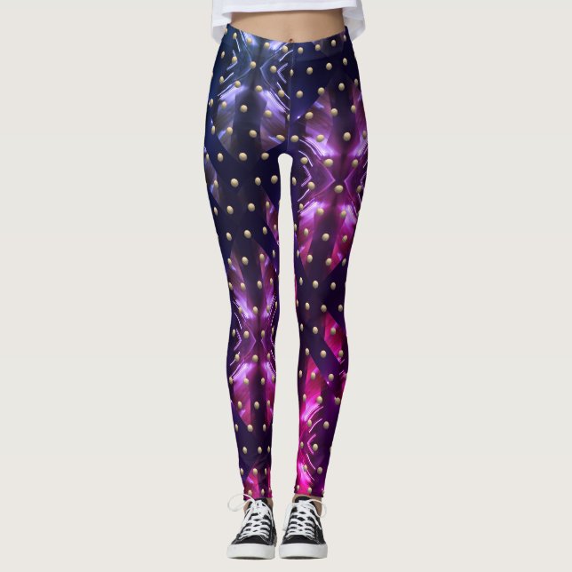 Lila Rosa Passion Metall Sparks + Atoms Leggings (Framsida)