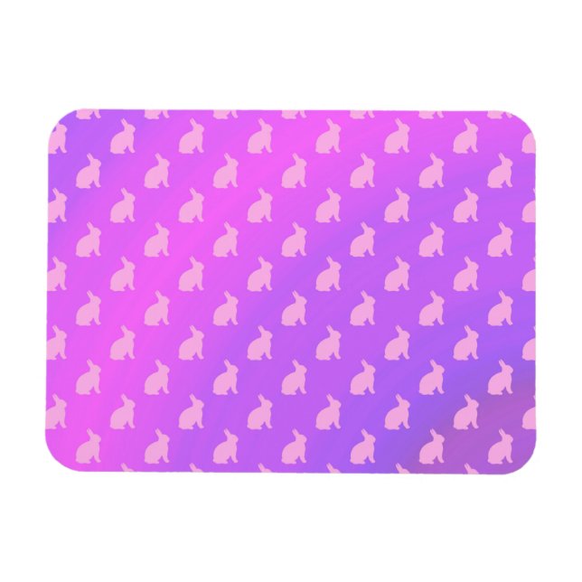 Lila Rosa Pastel Bunny Background Bunnies Magnet (Horisontell)