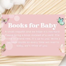 Lila Rosa Pastel Butterfly Bok för Baby Biljett Tilläggskort