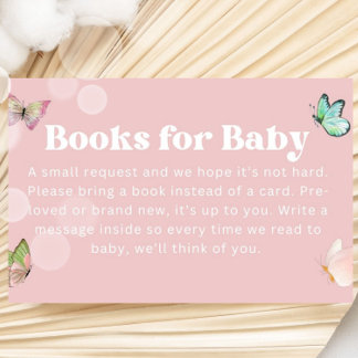 Lila Rosa Pastel Butterfly Bok för Baby Biljett Tilläggskort