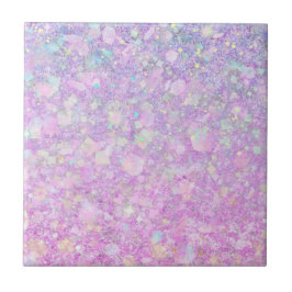 Lila Rosa Pastel Färg Faux Glitter Solid Kakelplatta