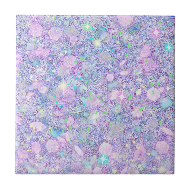 Lila Rosa Pastel Färg Faux Glitter Solid Kakelplatta (Framsidan)