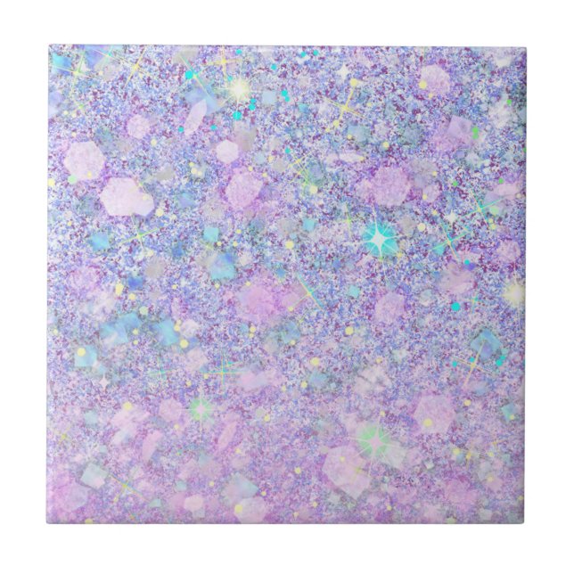 Lila Rosa Pastel Färg Faux Glitter Solid Kakelplatta (Framsidan)
