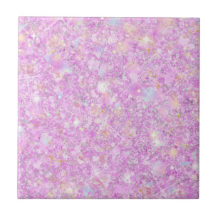 Lila Rosa Pastel Färg Faux Glitter Solid Kakelplatta