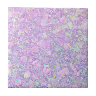 Lila Rosa Pastel Färg Faux Glitter Solid Kakelplatta