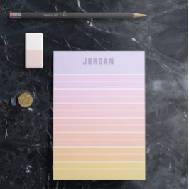 Lila Rosa Peach Gult Ombre Linjer Add Namn Peach Post-it Block