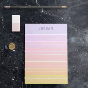 Lila Rosa Peach Gult Ombre Linjer Add Namn Peach Post-it Block