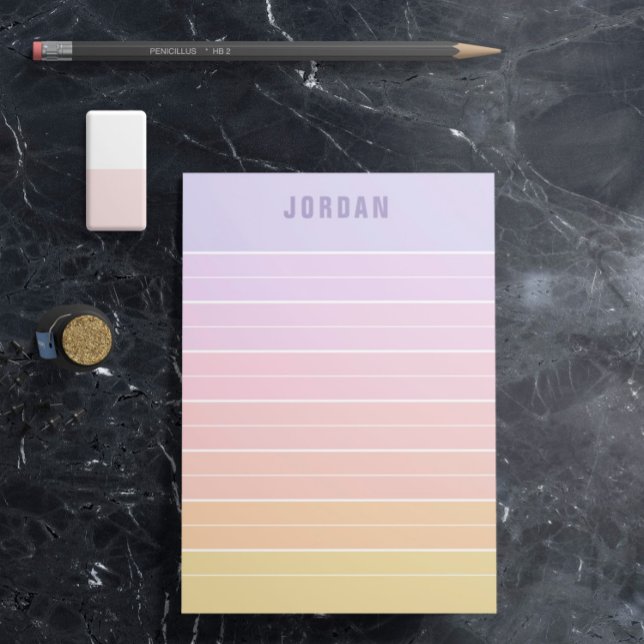 Lila Rosa Peach Gult Ombre Linjer Add Namn Peach   Post-it Block (Skapare uppladdad)