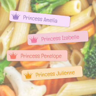 Lila Rosa Peach Gult Princess Krona Namn Klistermärke