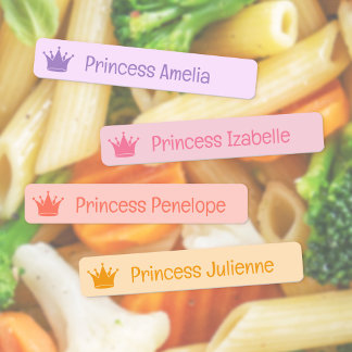 Lila Rosa Peach Gult Princess Krona Namn Klistermärke