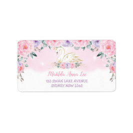 Lila Rosa Peonies Svan Princess Returadress Adressetikett