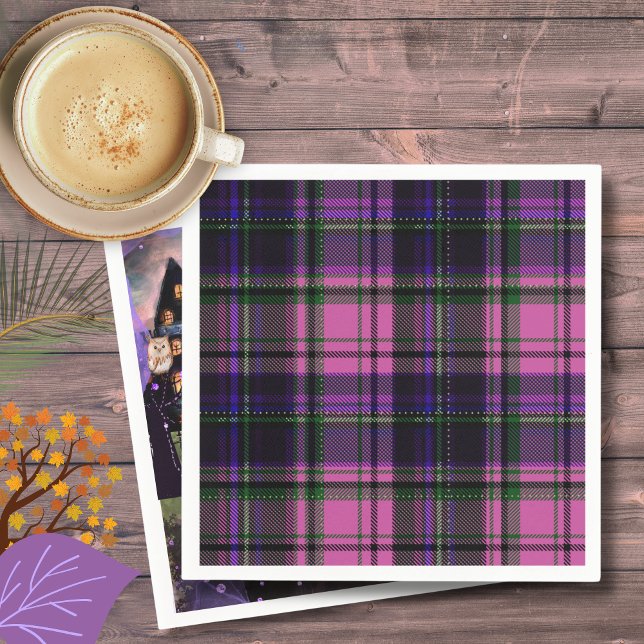 Lila & Rosa Play Halloween Napkin Pappersservett (Purple & Pink Plaid Halloween Napkin)