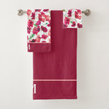 Lila Rosa Poppies Monogram Bath Towel Set