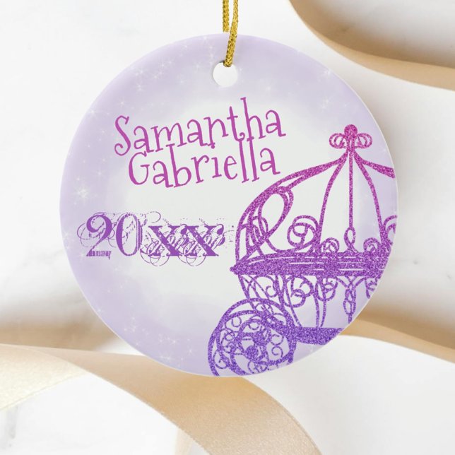 Lila, Rosa Quinceanera jul Ornament (purple quinceanra christmas ornament quinceanera princess gift horse carriage cute personalized name)