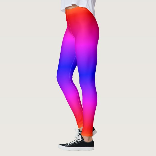 Lila Rosa Red Blue Neon Gradient Leggings (Vänster)