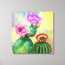 Lila Rosa Red Cactus Flowers Kanvastryck Art