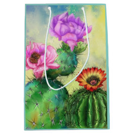 Lila Rosa Red Cactus Flowers Miged Paeing Art.