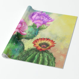 Lila Rosa Red Cactus Wrapping Papper Painting Presentpapper
