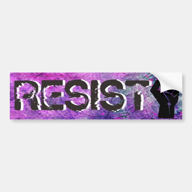Lila & Rosa RESIST Fist Bumper Sticker Bildekal (Framsidan)