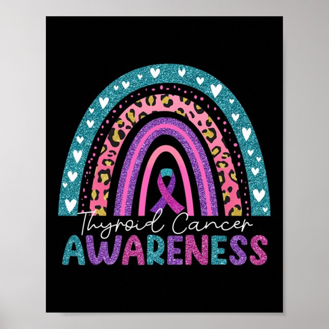 Lila Rosa Ribbon Rainbow Thyroid Cancer Awarenes Poster (Framsidan)