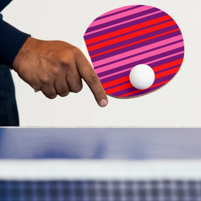 Lila Rosa Röd Vertikal Randig Design   Pingisracket (Insitu)