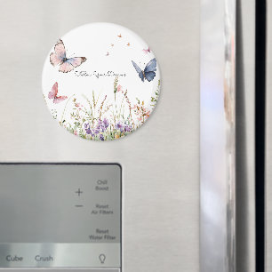 Lila Rosa Röda Blommor Fjärilar Magnet