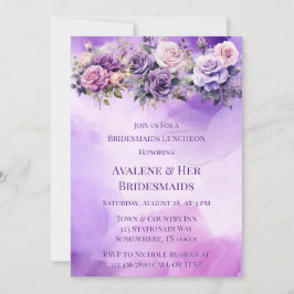 Lila Rosa ros Alcohol Garden Bridesmaids Lunch Inbjudningar