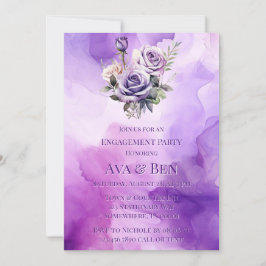 Lila Rosa ros Alcohol Garden Förlovningsfest Inbjudningar