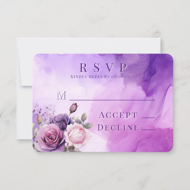Lila Rosa ros Alcohol Garden Wedding Wedding OSA Kort (Framsida)