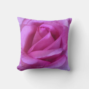 Lila rosa ros-blommans foto - modern, djärv kudde