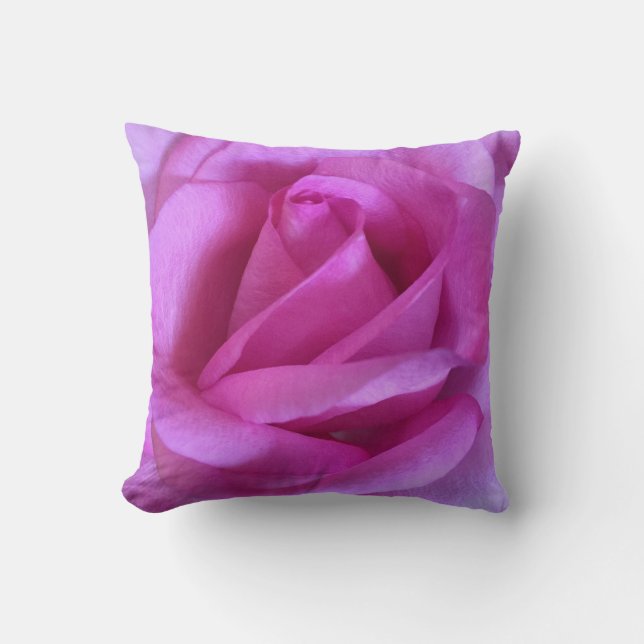 Lila rosa ros-blommans foto - modern, djärv kudde (Framsida)