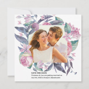 Lila Rosa Ros Blommig Foto Spara Datum Kort