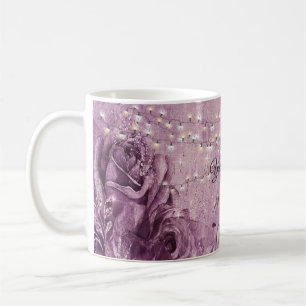 Lila Rosa Ros Blommig Lila Vintage Bröllopsgåva Kaffemugg