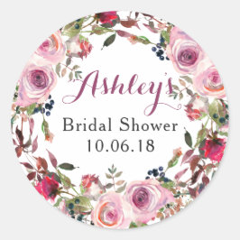 Lila Rosa ros Blommigt Möhippa Tack Runt Klistermärke