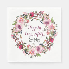 Lila Rosa ros Blommigt Utandning Bröllop Pappersservett