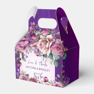 Lila rosa ros elegant bröllop gynnar anpassningsba presentaskar