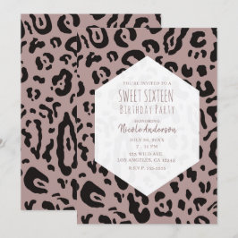 Lila rosa rosa gepard leopard söta 16 festsaker inbjudningar