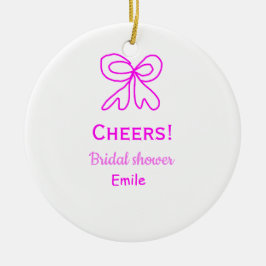 Lila rosa rosett bröllopsdusch med namn  julgransprydnad keramik