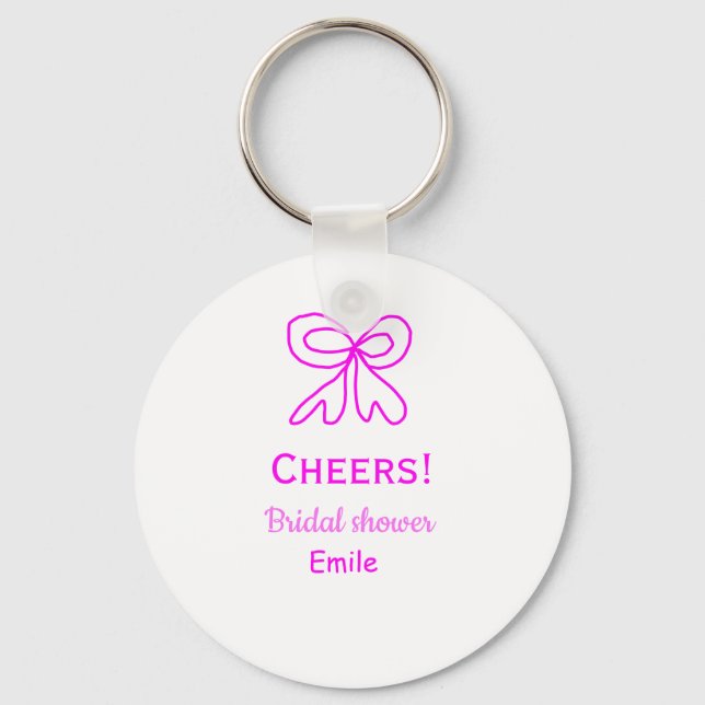 Lila rosa rosett bröllopsdusch med namn  nyckelring (Framsida)