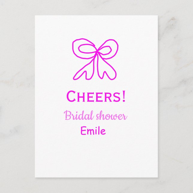 Lila rosa rosett bröllopsfest lägg till namn  vykort (Framsida)