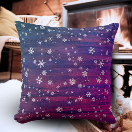 Lila Rosa Rustic Wood Snowflake-jul Kudde