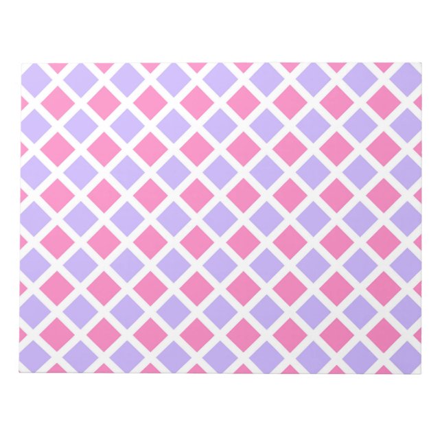 Lila Rosa Rutigt Diamantmönster Anteckningsblock (Framsida)