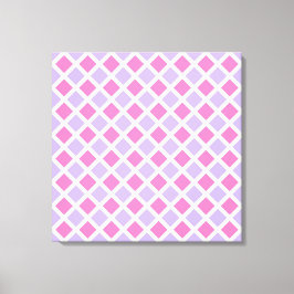 Lila Rosa Rutigt Diamantmönster Canvastryck