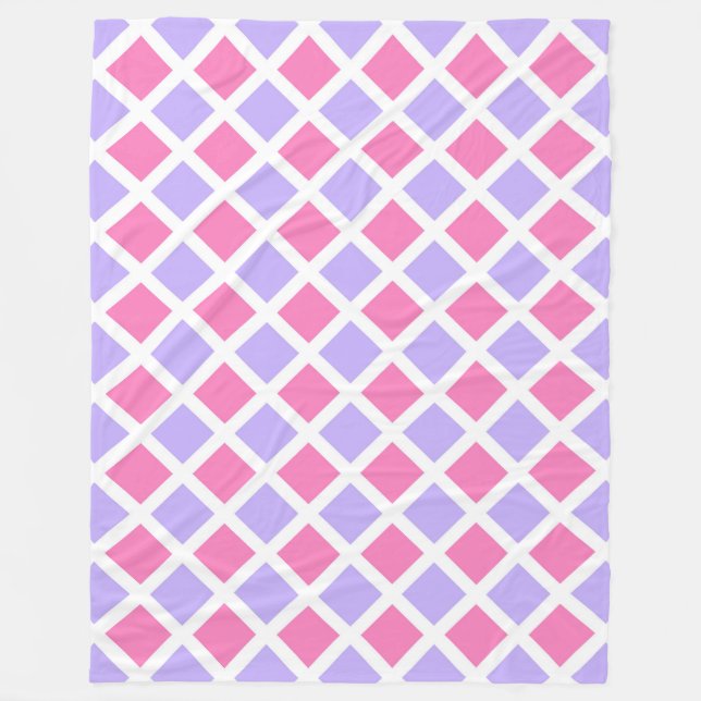 Lila Rosa Rutigt Diamantmönster Fleecefilt (Framsidan)