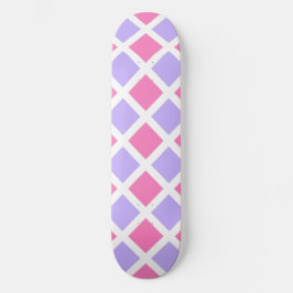 Lila Rosa Rutigt Diamantmönster Mini Skateboard Bräda 18,5 Cm