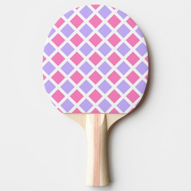 Lila Rosa Rutigt Diamantmönster Pingisracket (Framsidan)