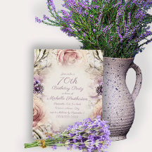 Lila  Rosa Script Butterflies 70:e födelsedagen