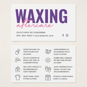 Lila Rosa Simple Modern Waxing Aftercare Card  Visitkort