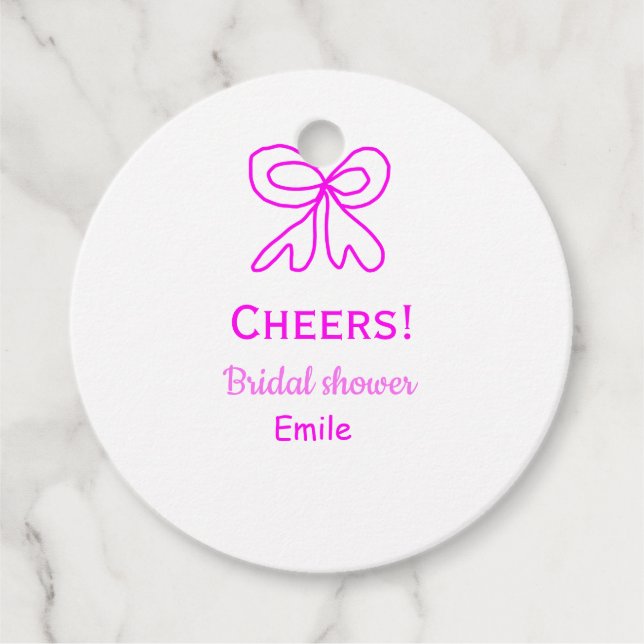 Lila rosa slinga bröllopsdusch med namn  gåvor etiketter (Framsida)